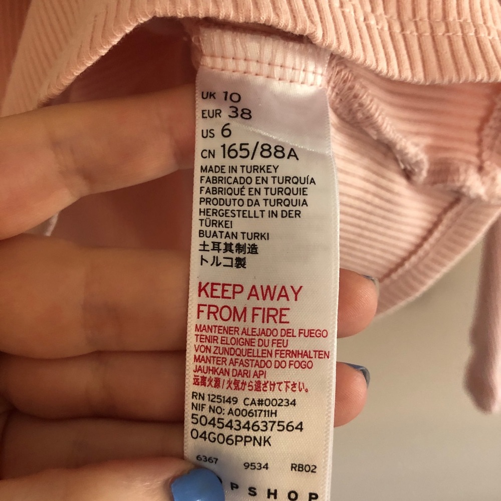 Topshop Asymmetric Dusty Pink Ribbed Wrap Top - Picture 6 of 8